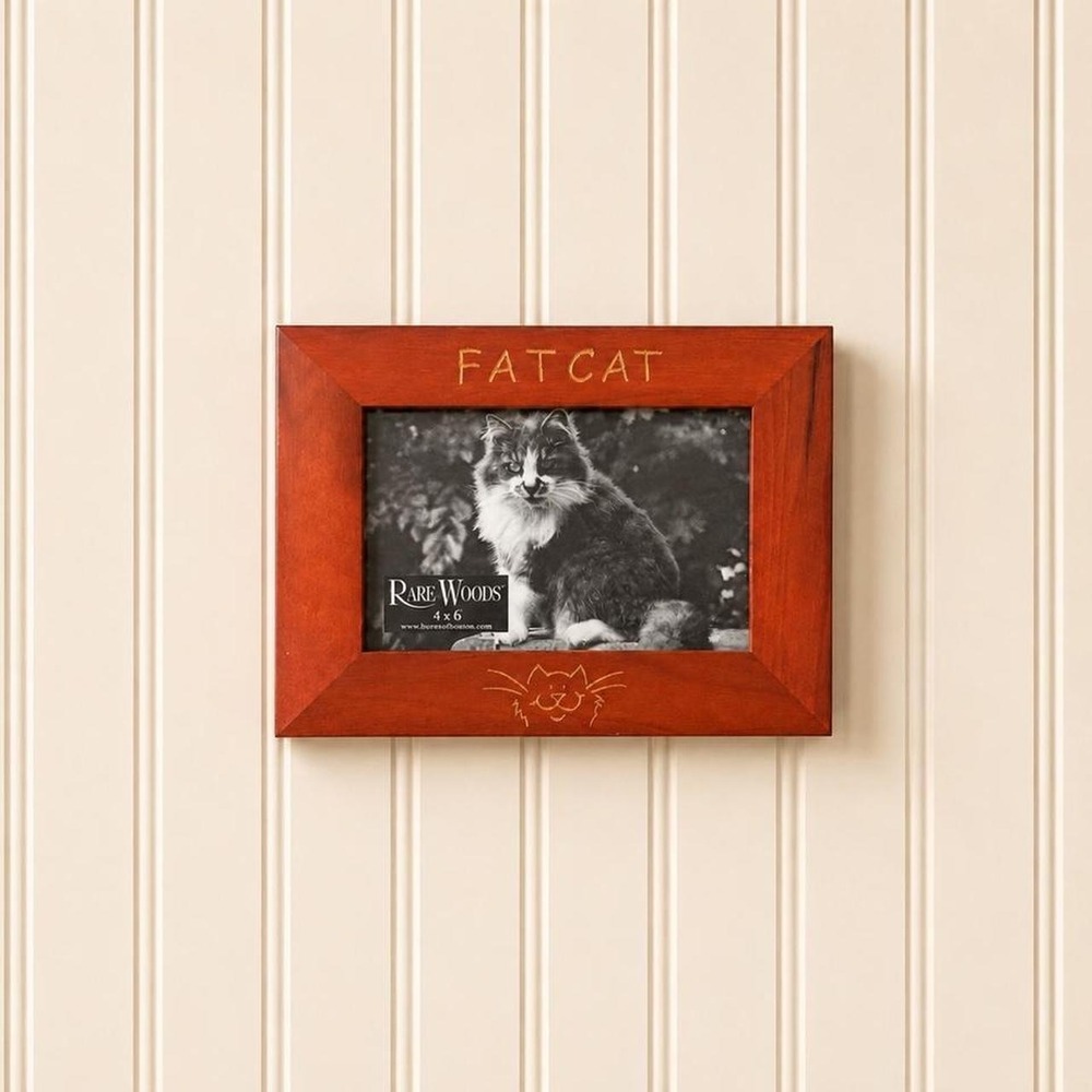 Vintage "Fat Cat" Wood Picture Frame